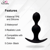 Kaamastra Black Silicone Double Bead Anal Plug - Dual-bead design for progressive pleasure